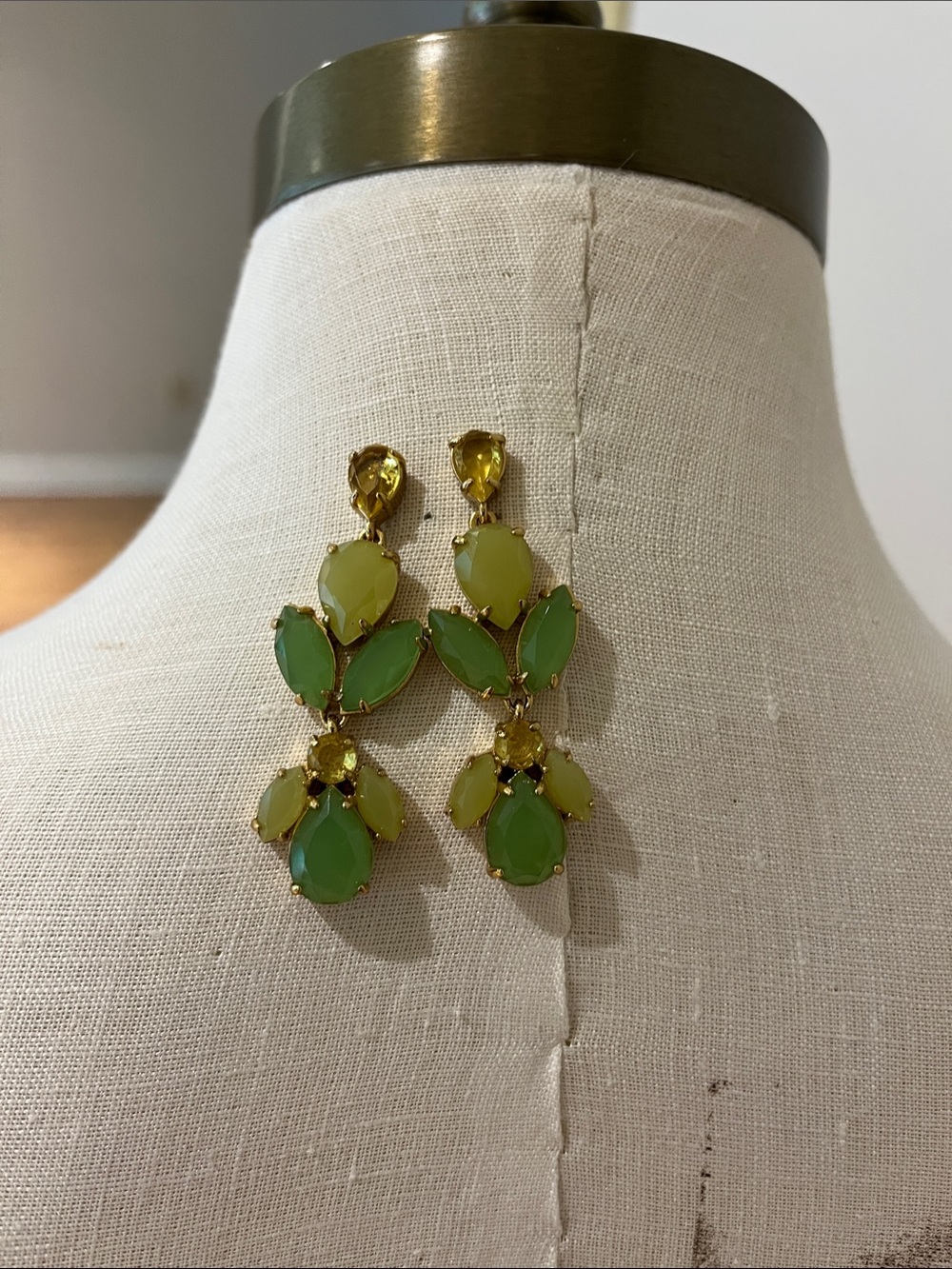 kate spade Gold-Tone Lime and Green Teardrop chandelier Earrings